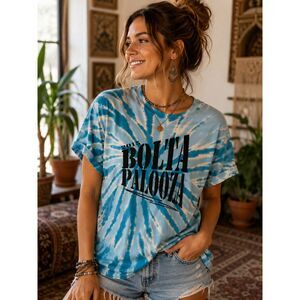 2015 Bolta Palooza Tie Dye T-Shirt Medium Blue White Rare Festival Tee Unisex